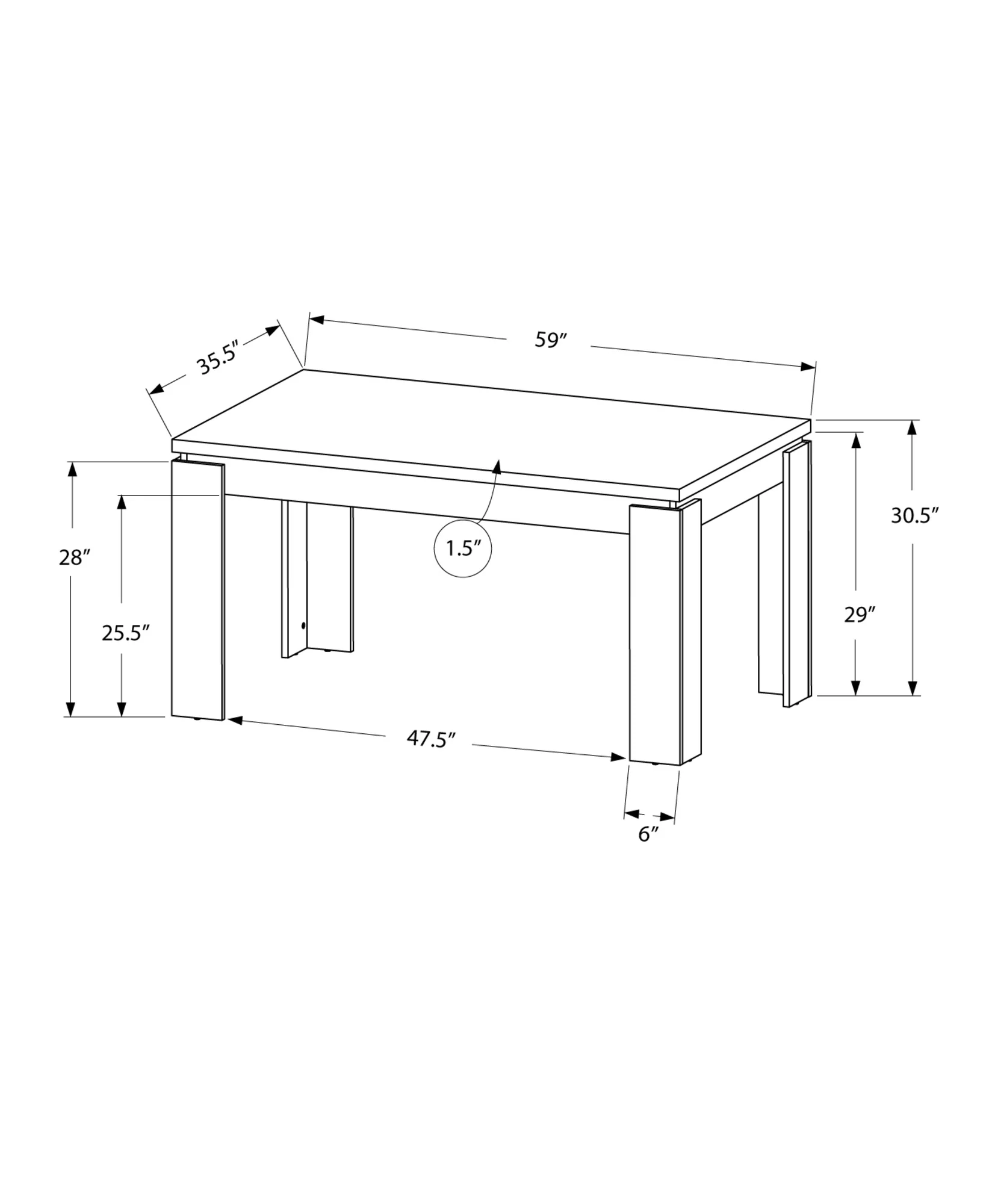 White Particle Board Hollow Core And Mdf Dining Table By Homeroots - Image 3