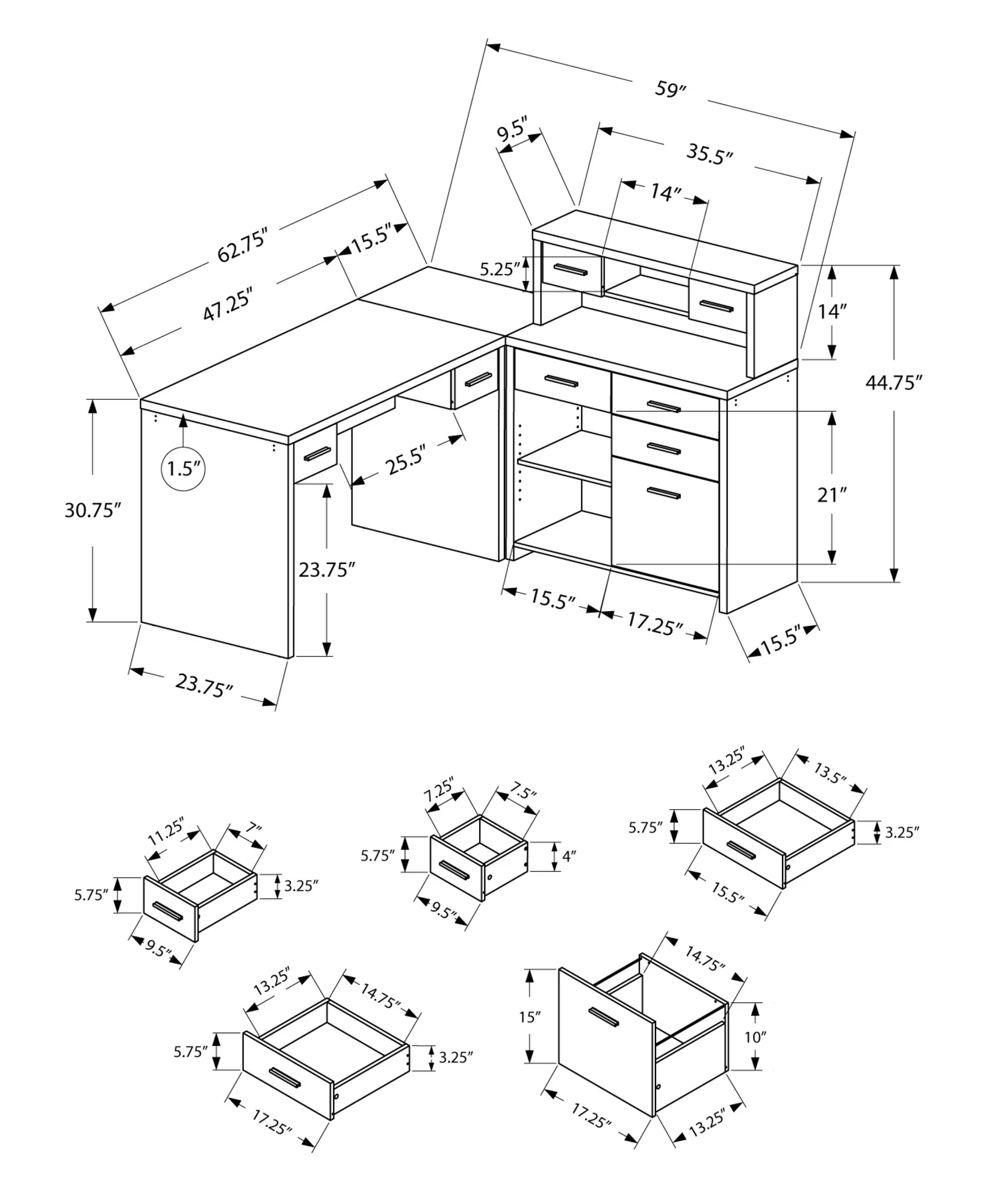 White Particle Board Hollow Core Computer Desk By Homeroots - 333344 - Image 3