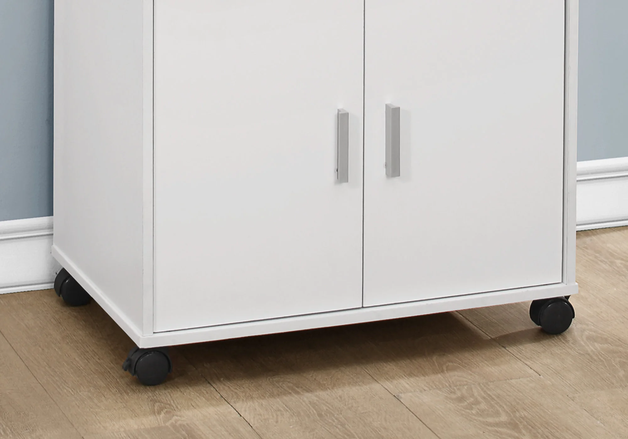 White Particle Board Laminate Kitchen Cart By Homeroots - Image 2