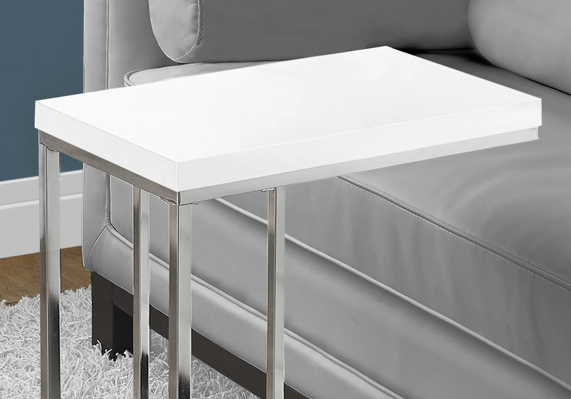 White Particle Board Metal Accent Table By Homeroots - 332974 - Image 2