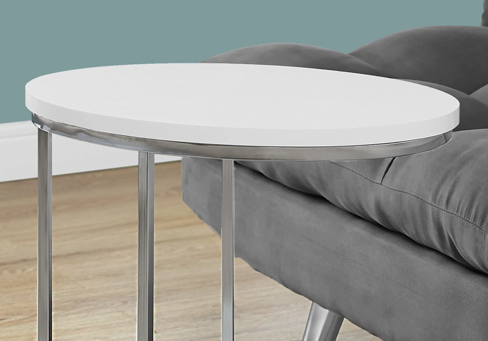 White Particle Board Metal Accent Table By Homeroots - 333122 - Image 2