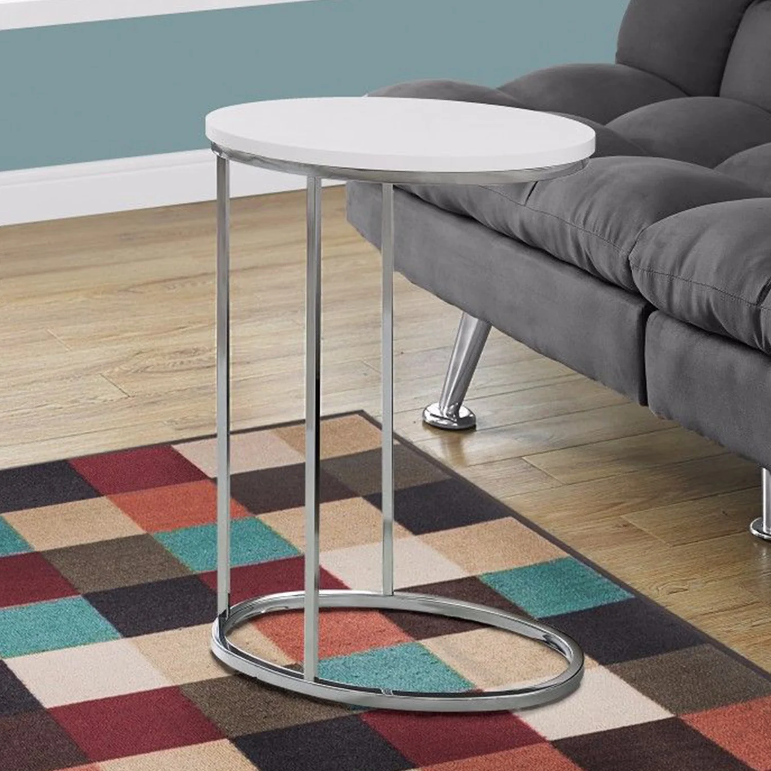 White Particle Board Metal Accent Table By Homeroots - 333122 - Image 5