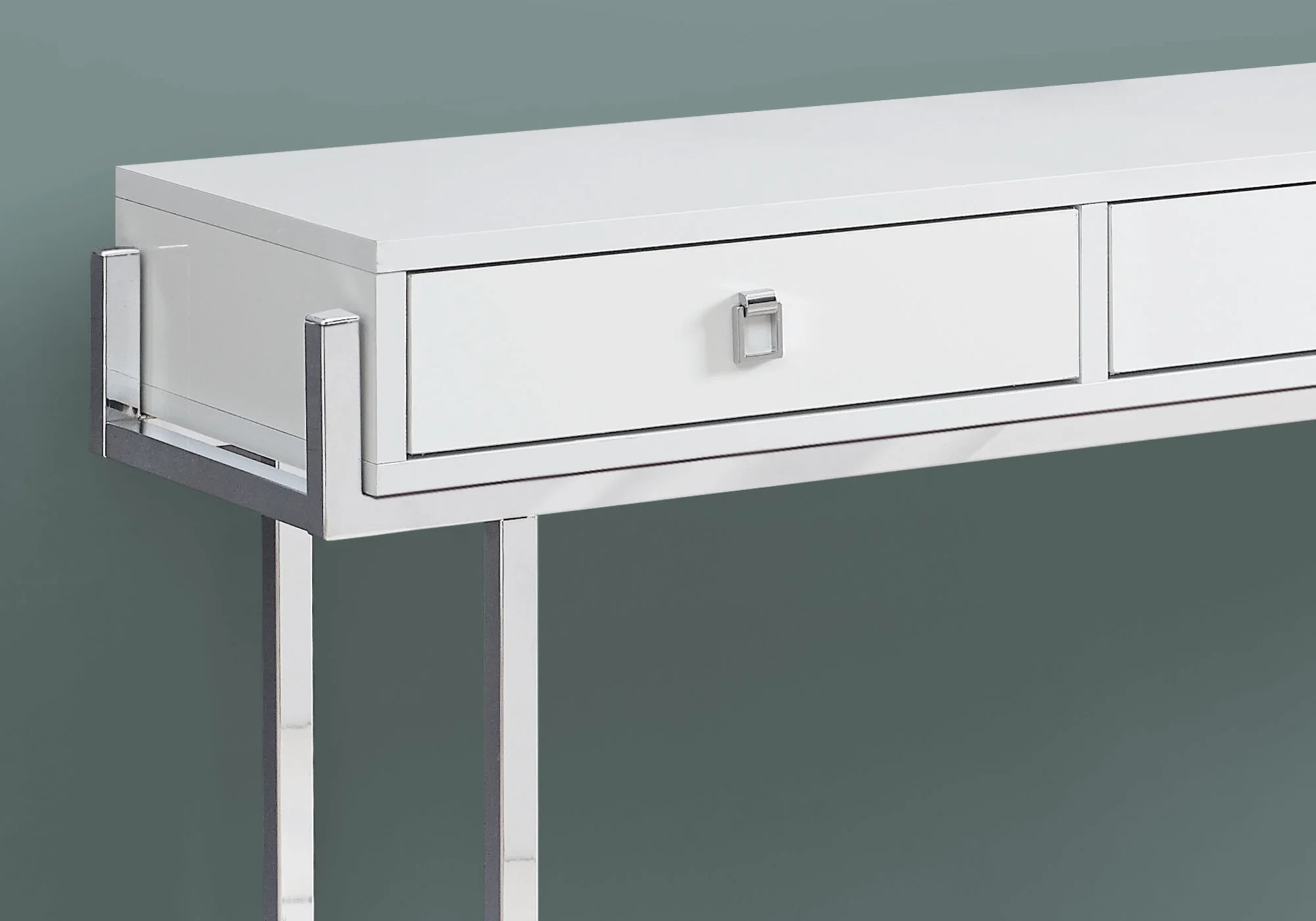 White Particle Board Metal Accent Table By Homeroots - 333154 - Image 2