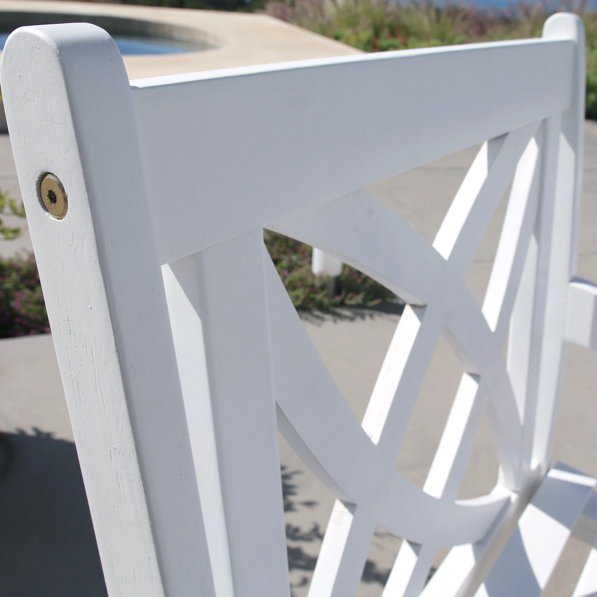 White Patio Armchair with Decorative Back By Homeroots - Image 3