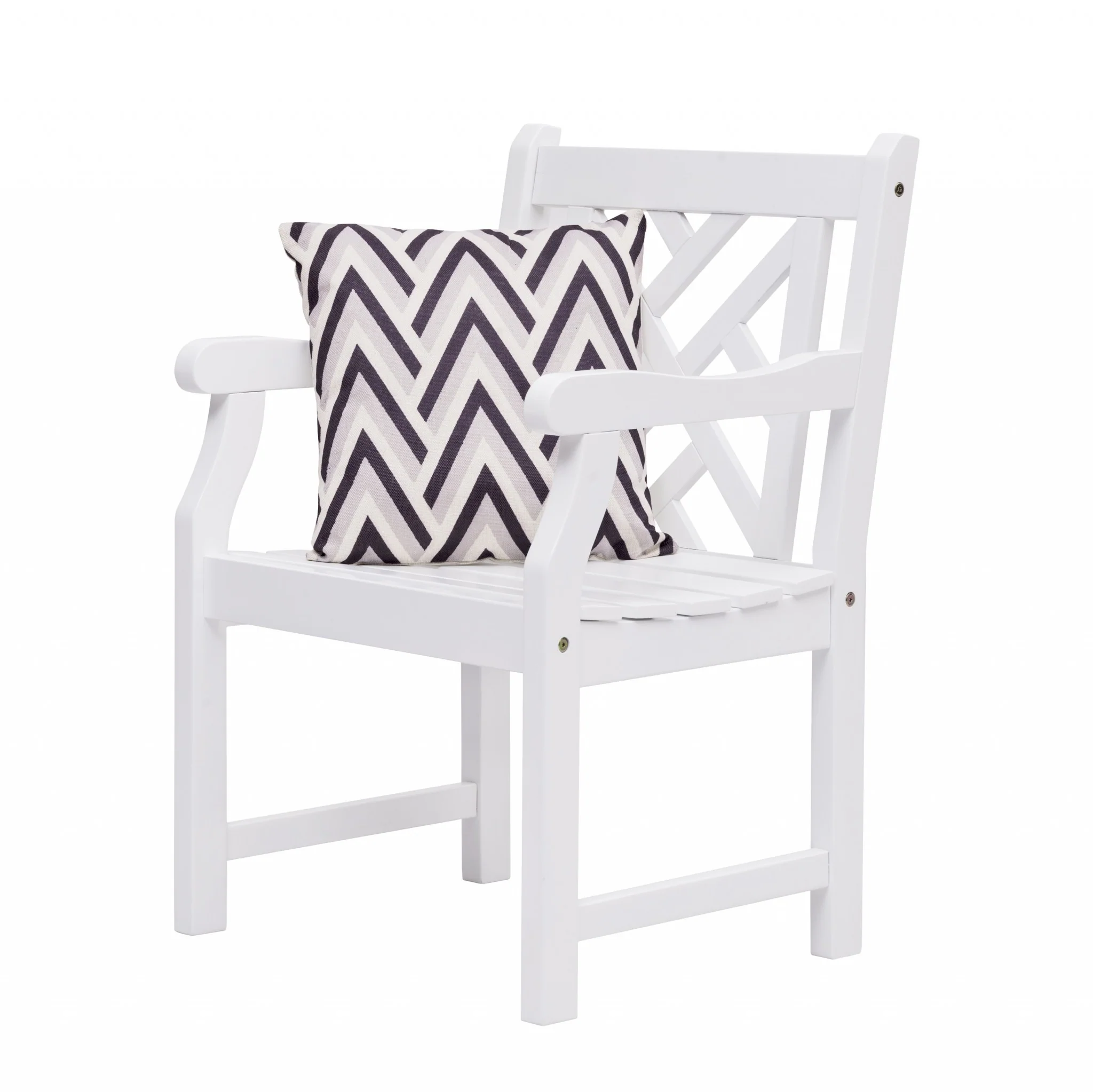White Patio Armchair with Diagonal Design By Homeroots - Image 2