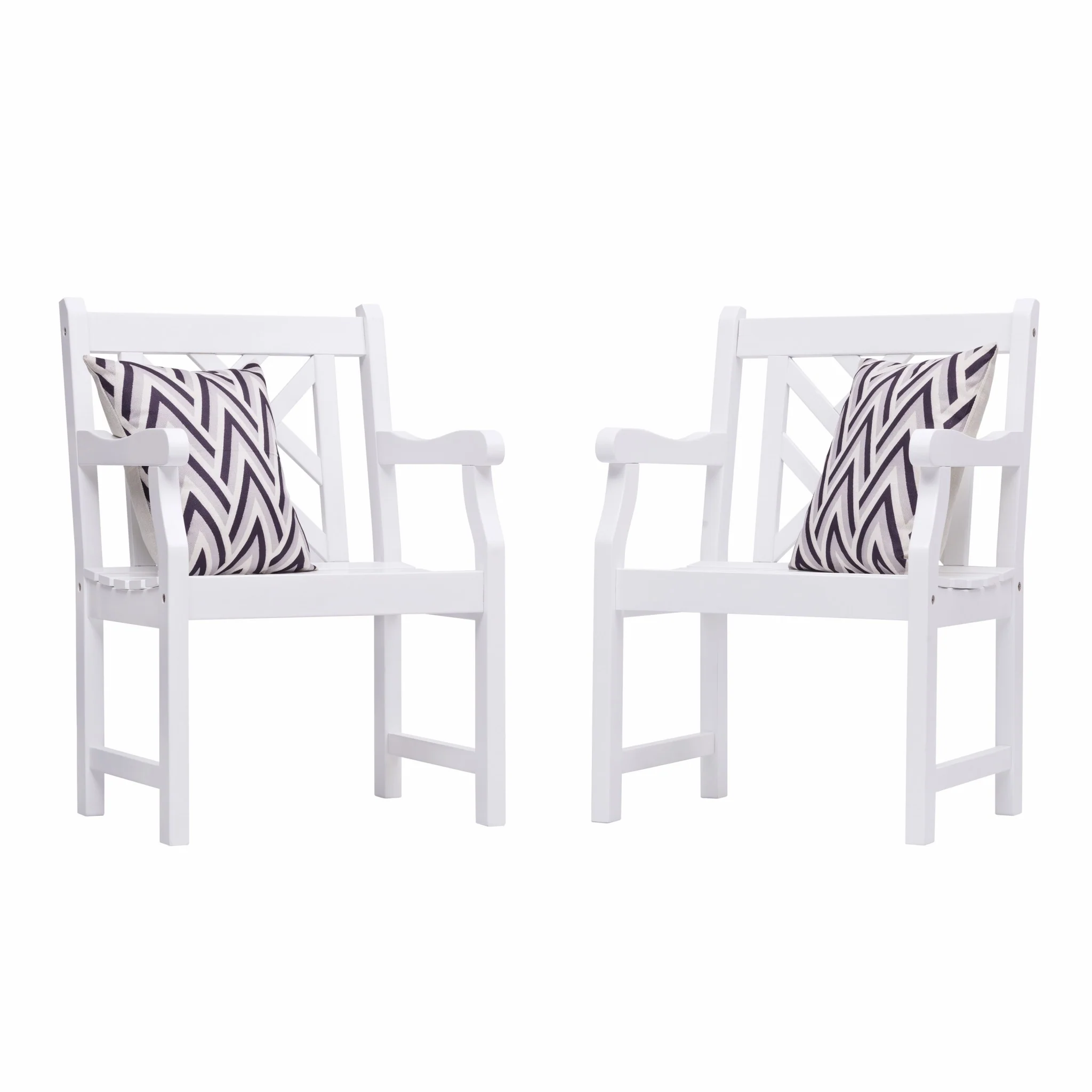 White Patio Armchair with Diagonal Design By Homeroots - Image 4