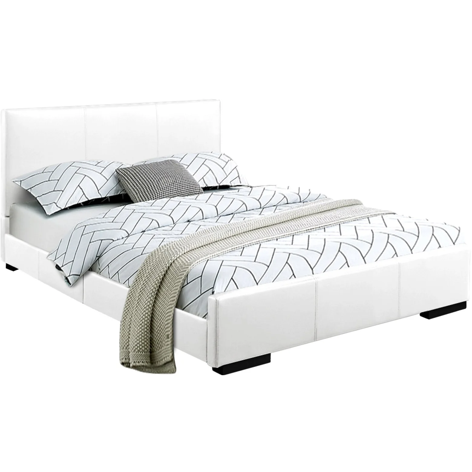 White Platform Full Bed By Homeroots - Image 3