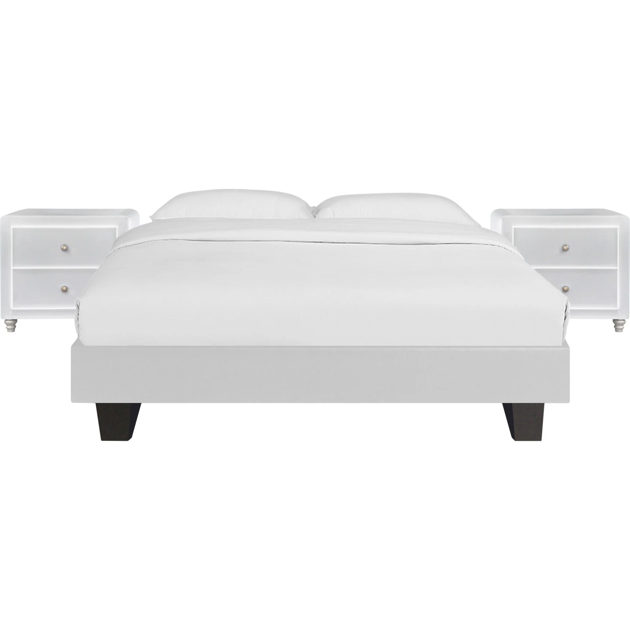 White Platform King Bed With Two Nightstands By Homeroots - 397012 - Image 2