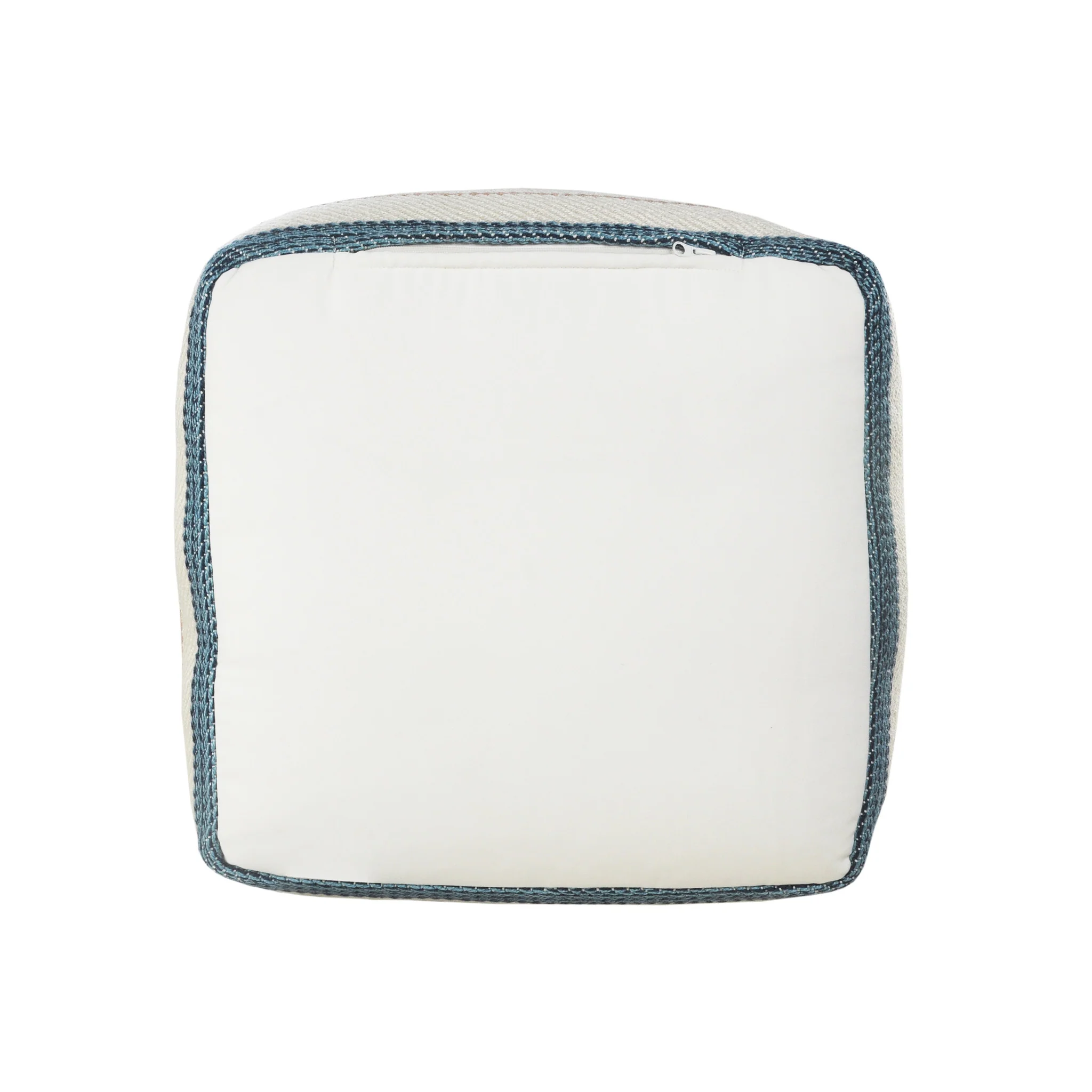 White Polyester Striped Indoor Outdoor Pouf Ottoman By Homeroots - Image 4