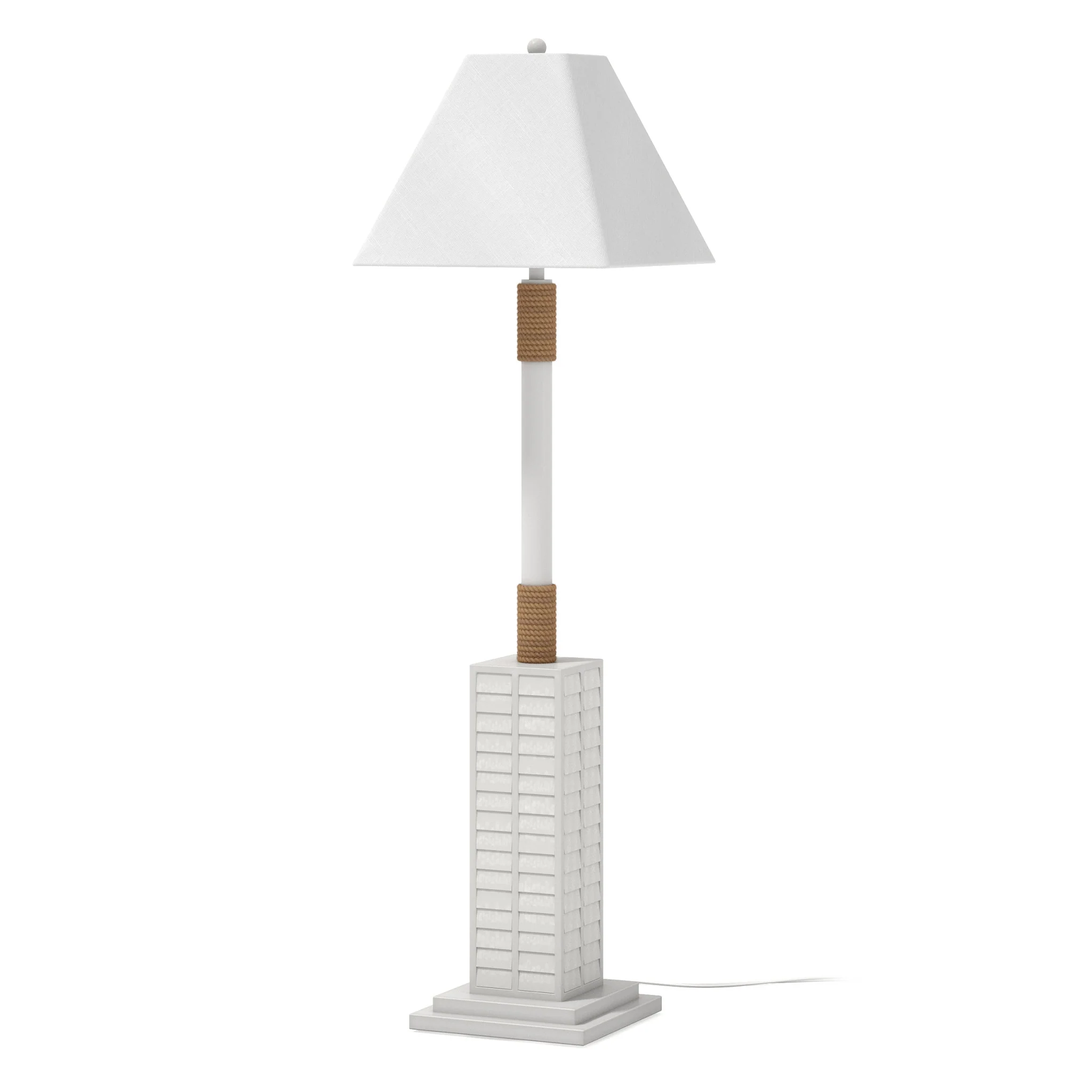 White Polyresin Floor Lamp With White Linen Shade By Homeroots - Image 4