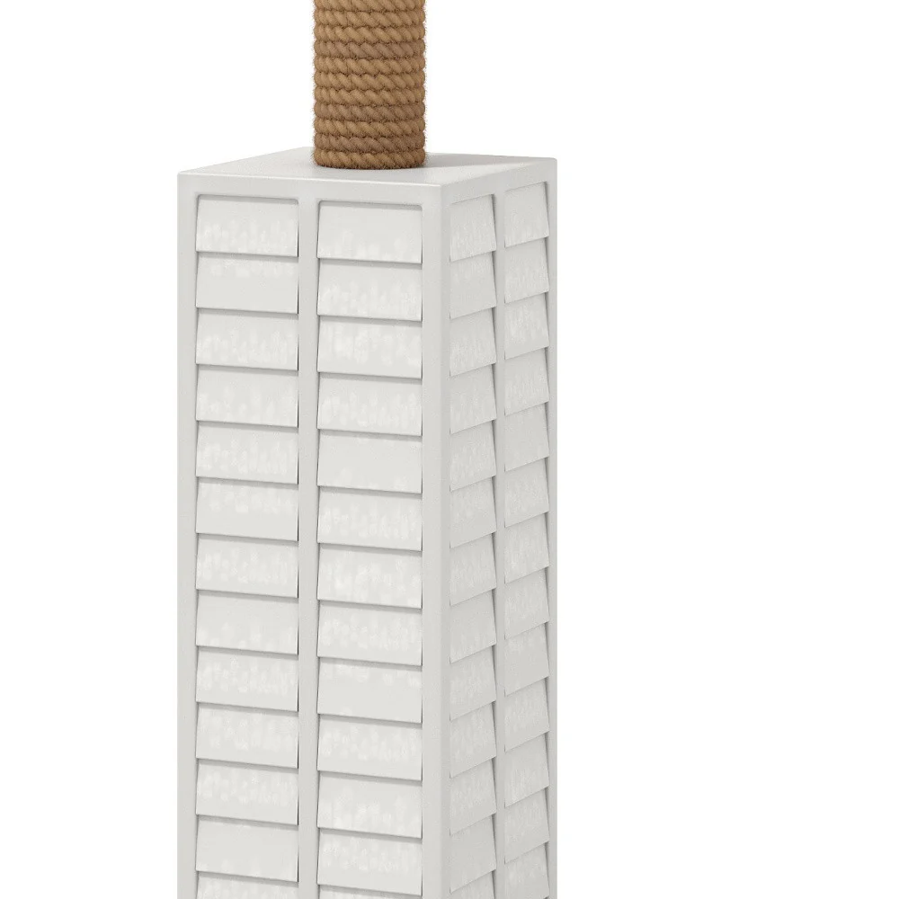 White Polyresin Floor Lamp With White Linen Shade By Homeroots - Image 5