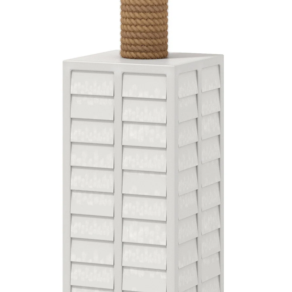 White Polyresin Floor Lamp With White Linen Shade By Homeroots - Image 6