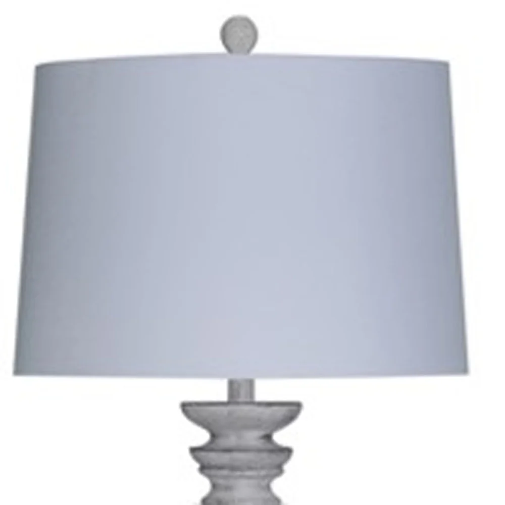 White Resin Floor Lamp With White Fabric Drum Shade By Homeroots - Image 2