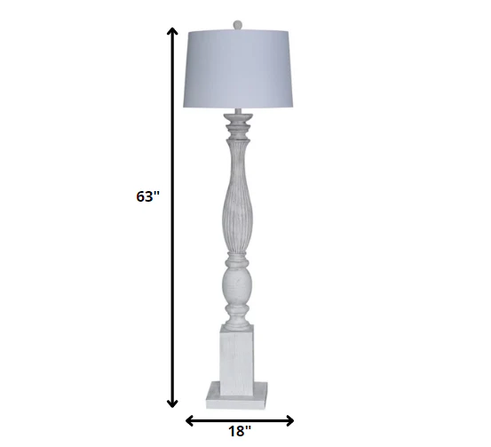 White Resin Floor Lamp With White Fabric Drum Shade By Homeroots - Image 6