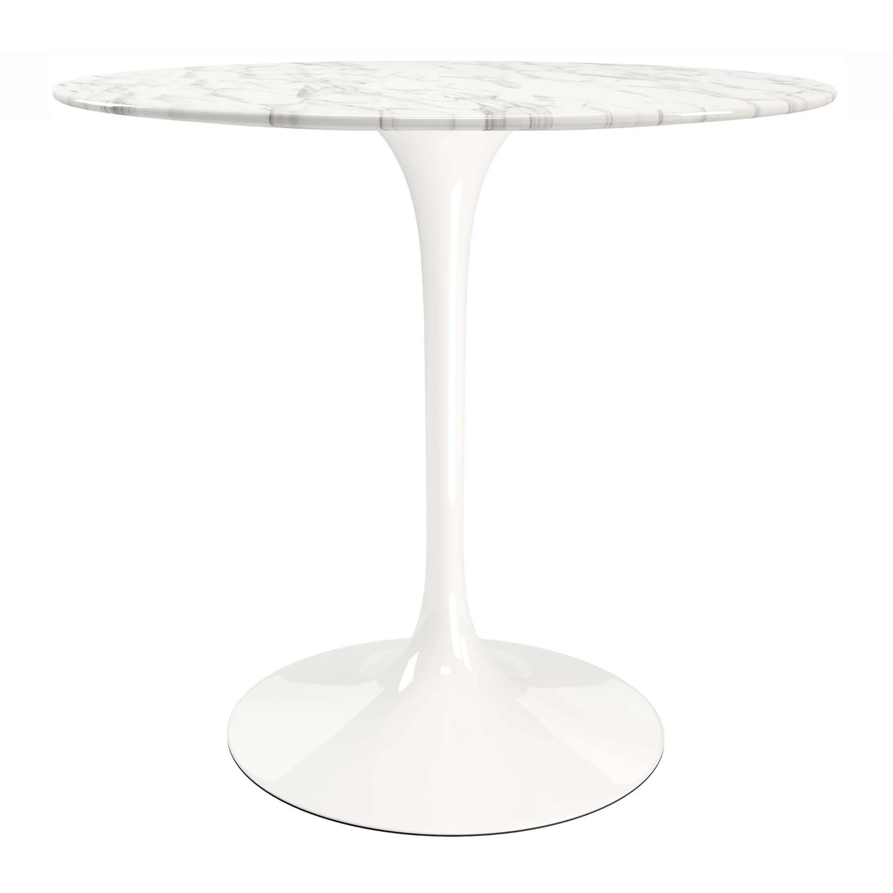 White Rounded Marble And Metal Pedestal Base Dining Table By Homeroots - Image 7