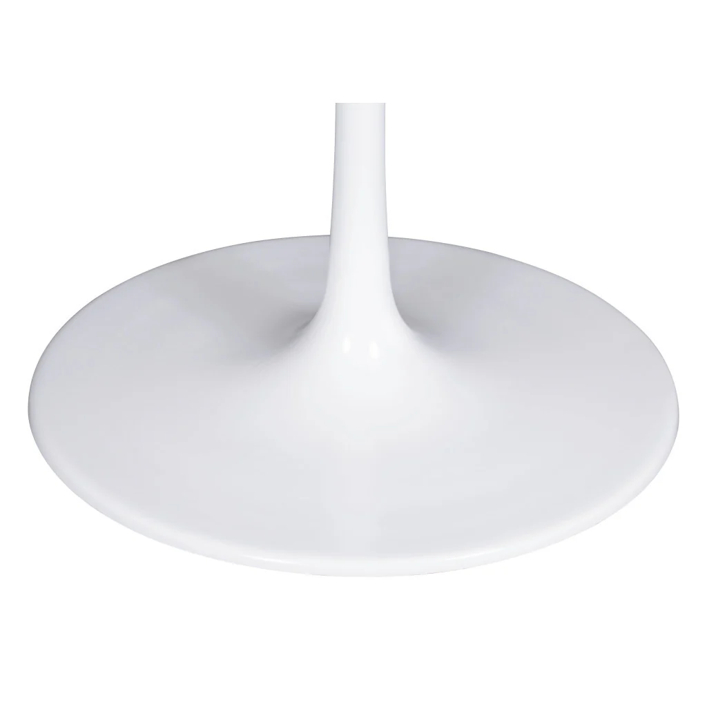 White Rounded Marble And Steel Pedestal Base Dining Table By Homeroots - Image 3