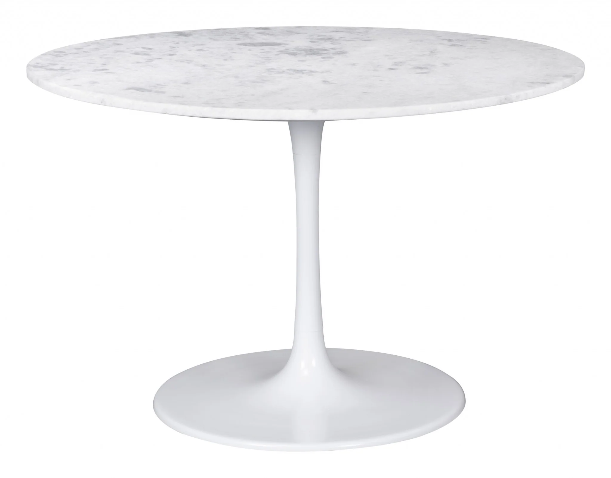 White Rounded Marble And Steel Pedestal Base Dining Table By Homeroots - Image 7