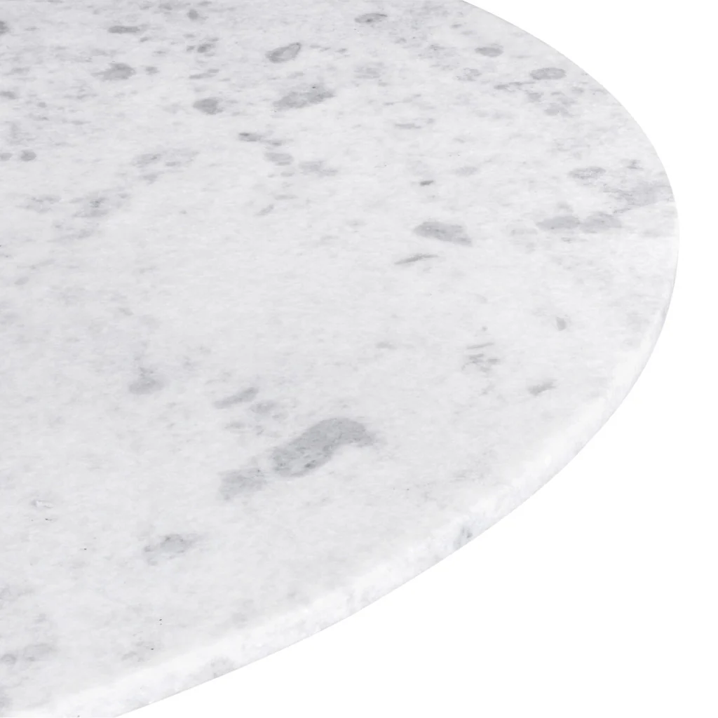 White Rounded Marble And Steel Pedestal Base Dining Table By Homeroots - Image 8
