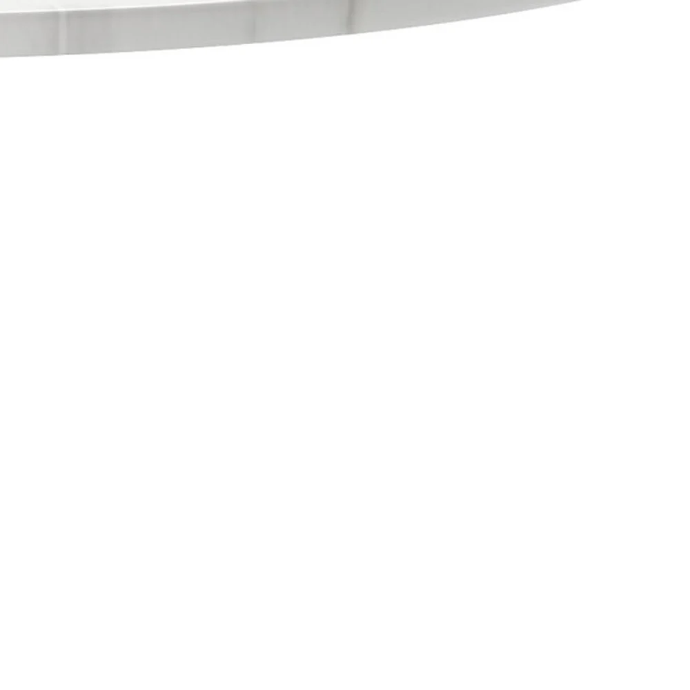 White Rounded Metal Pedestal Base Dining Table By Homeroots - Image 3