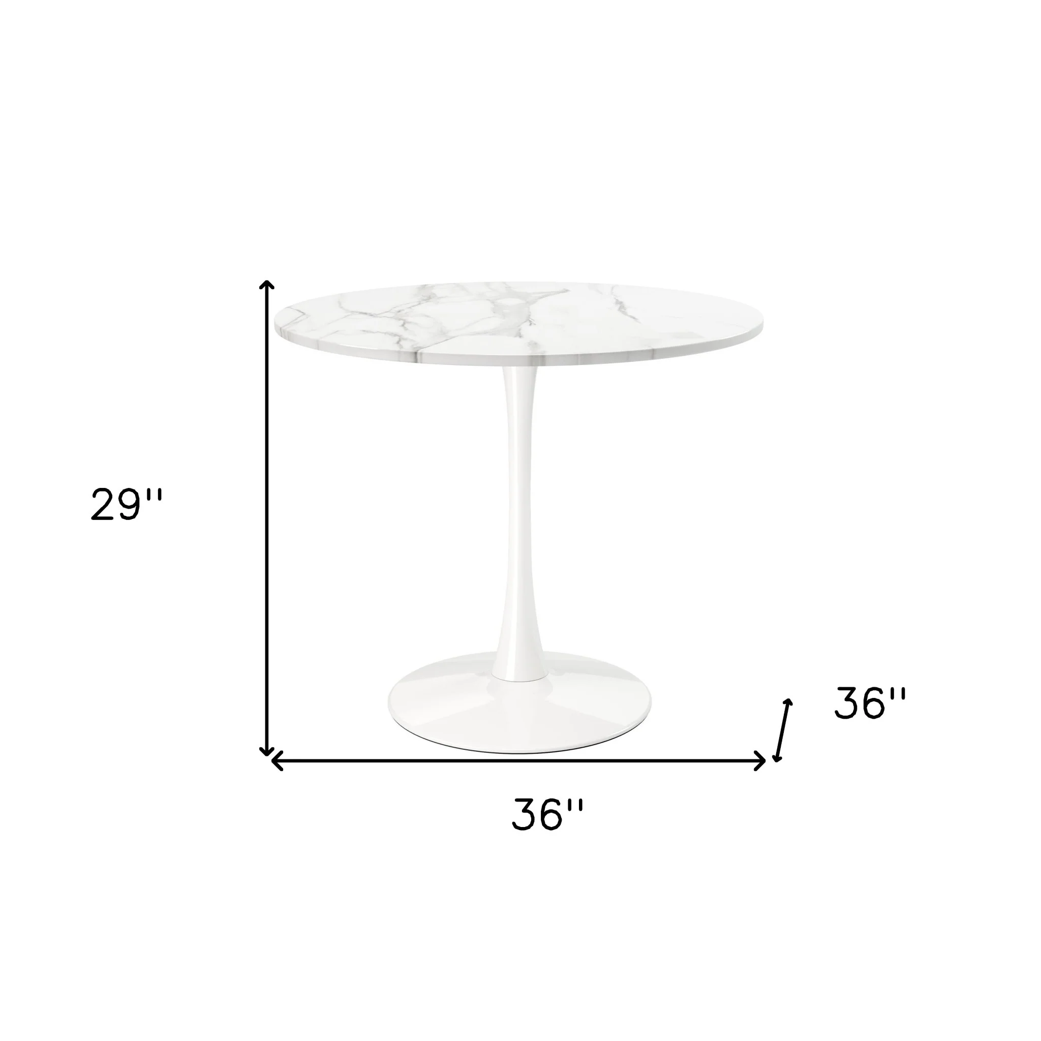 White Rounded Metal Pedestal Base Dining Table By Homeroots - Image 5