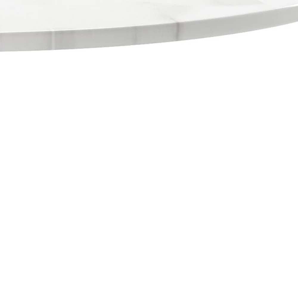 White Rounded Metal Pedestal Base Dining Table By Homeroots - Image 6