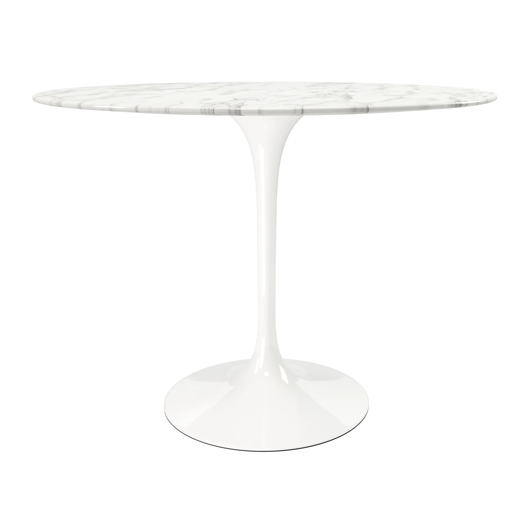 White Rounded Stone And Metal Pedestal Base Dining Table By Homeroots - Image 2