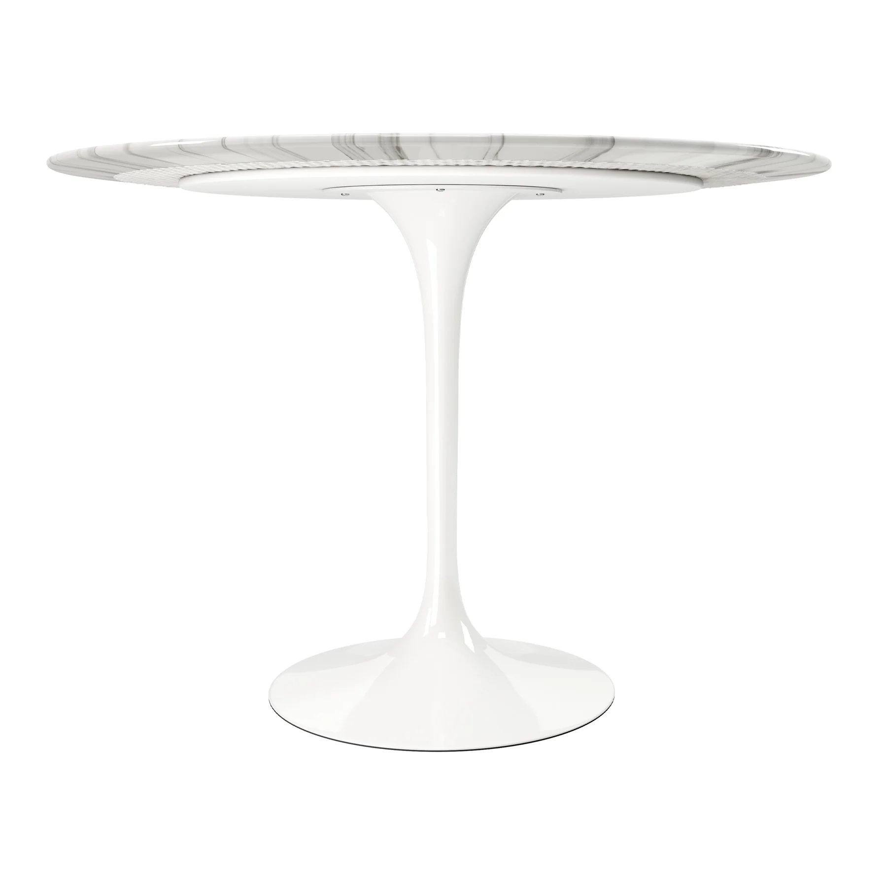 White Rounded Stone And Metal Pedestal Base Dining Table By Homeroots - Image 3