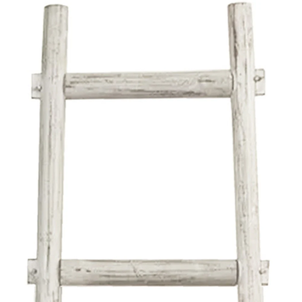 White Rustic Six Step Wood Ladder Shelf By Homeroots - Image 2