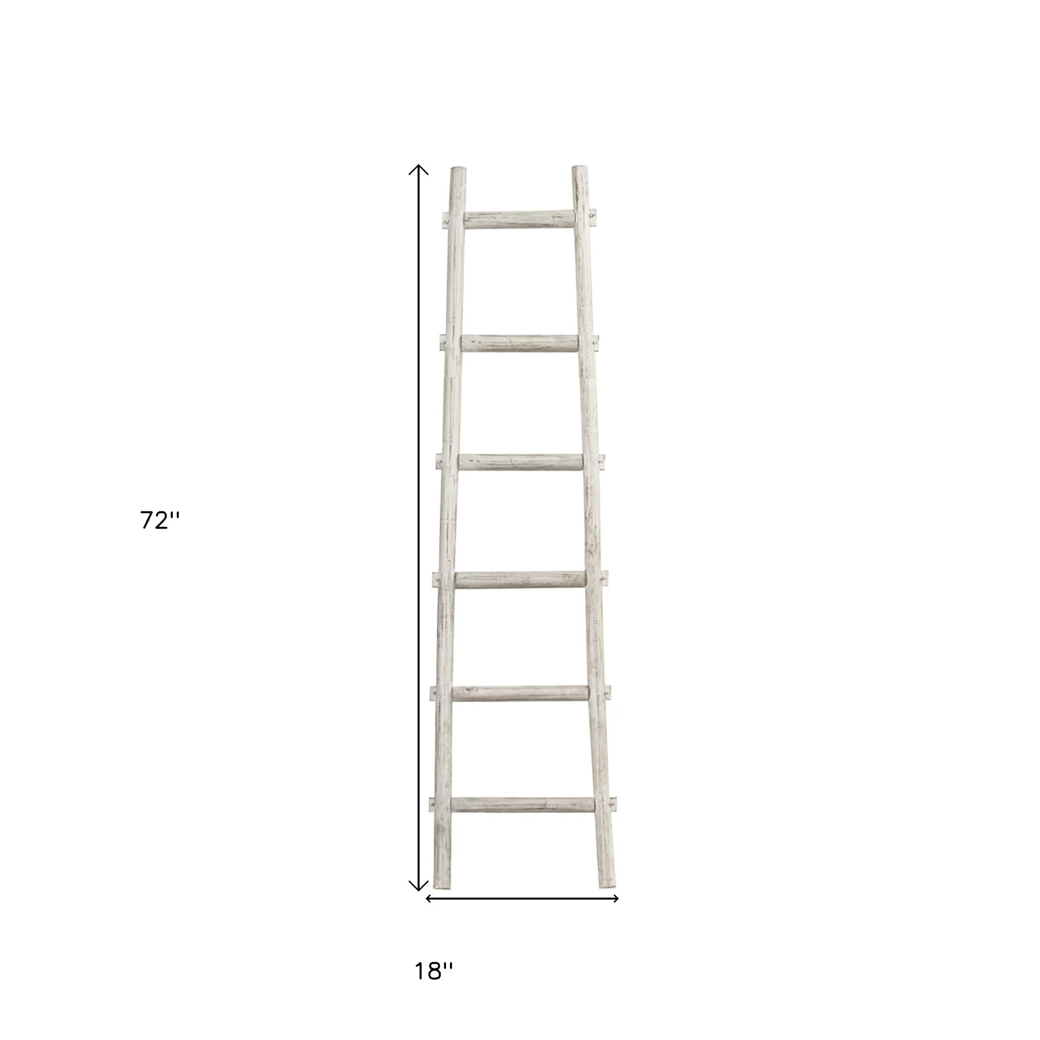 White Rustic Six Step Wood Ladder Shelf By Homeroots - Image 6