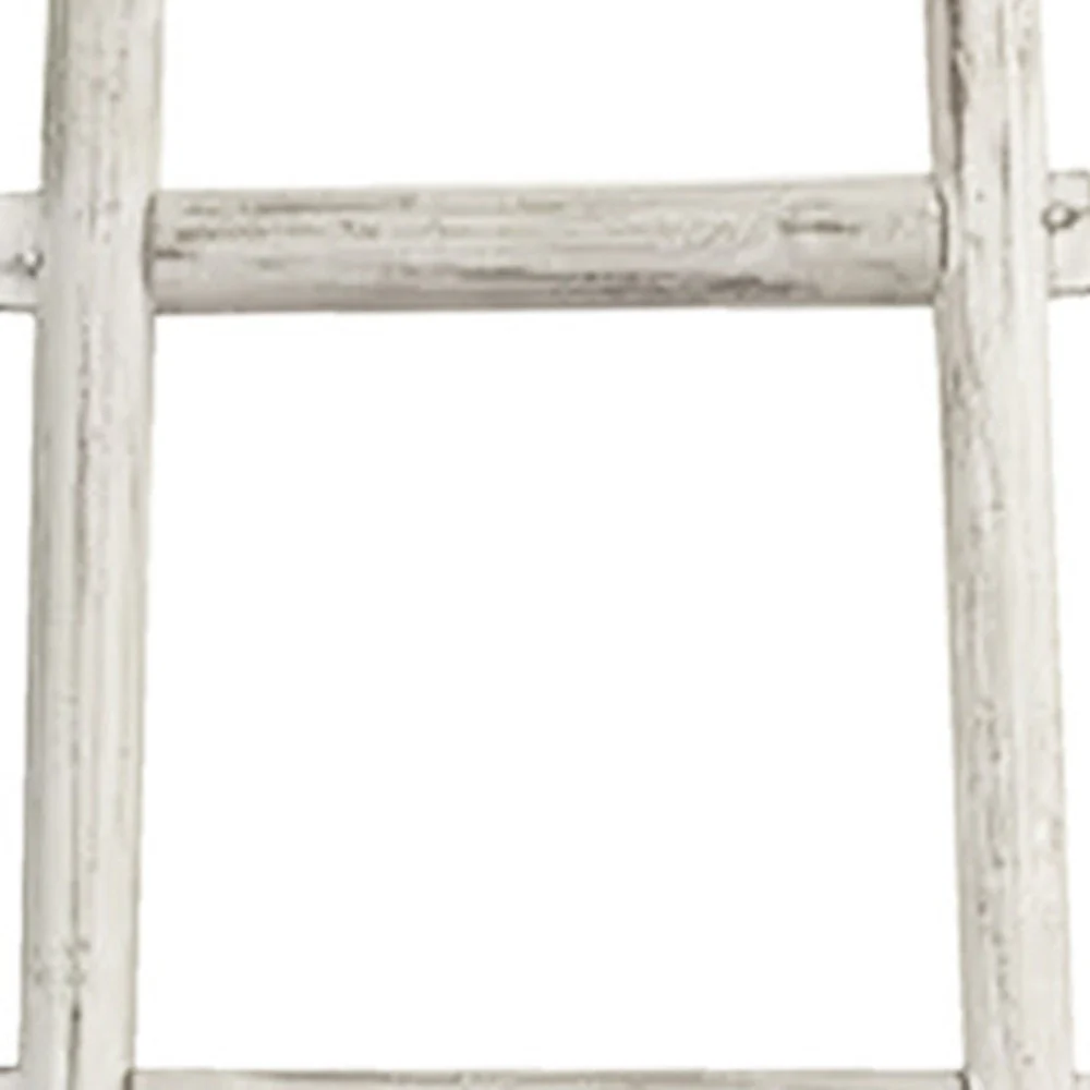 White Rustic Six Step Wood Ladder Shelf By Homeroots - Image 7