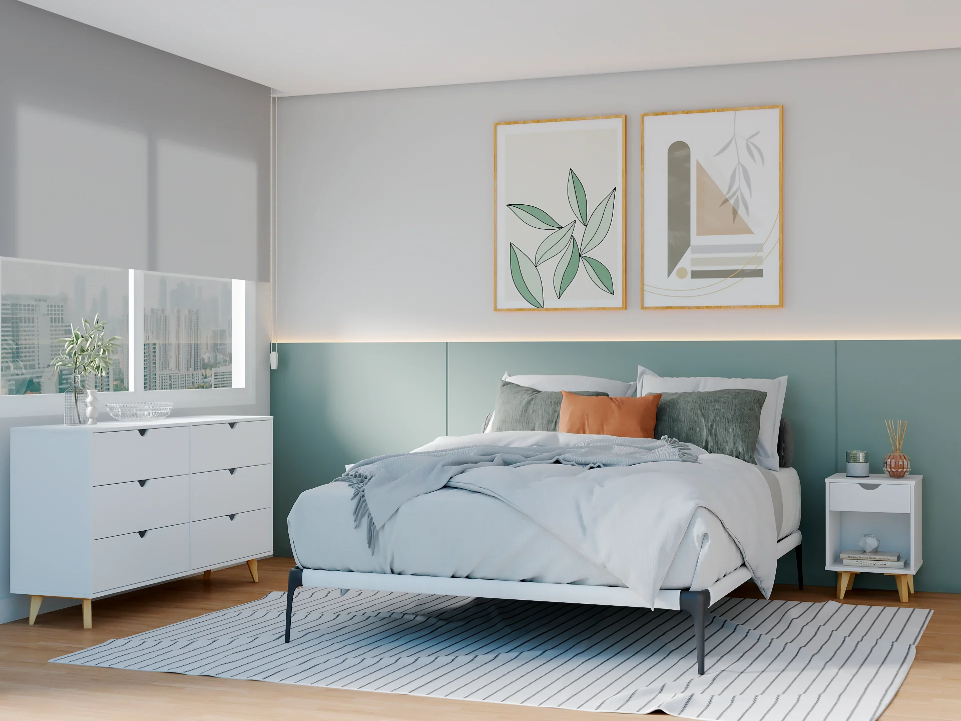 White Scoop Handle Six Drawer Double Dresser By Homeroots - Image 2