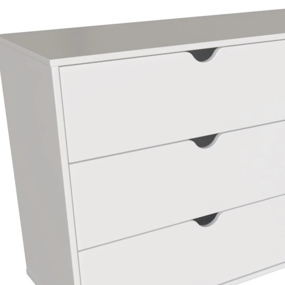 White Scoop Handle Six Drawer Double Dresser By Homeroots - Image 6