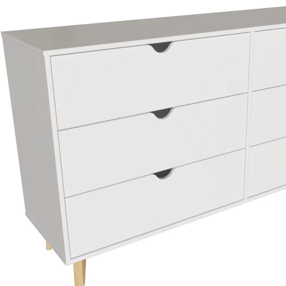 White Scoop Handle Six Drawer Double Dresser By Homeroots - Image 7