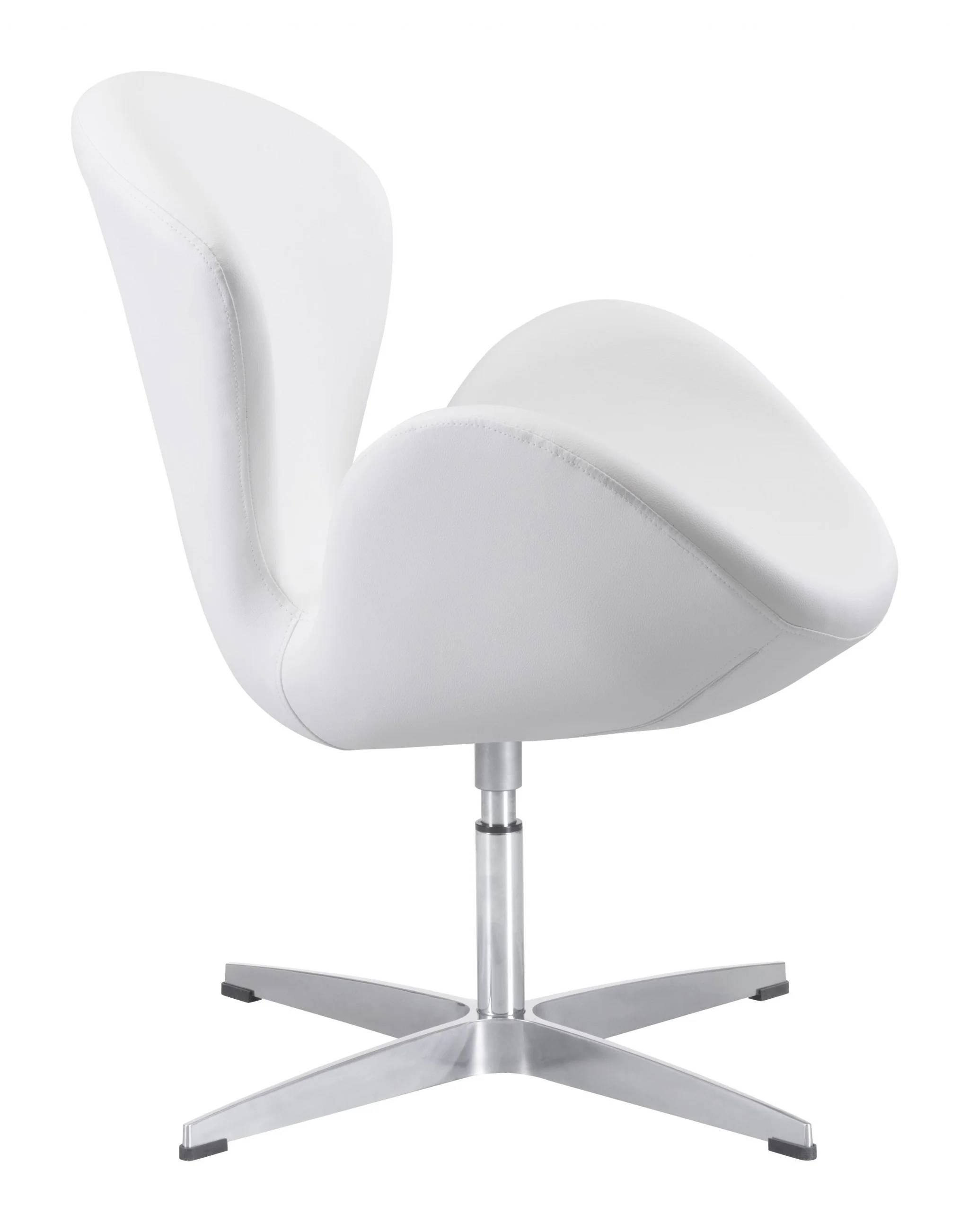 White Scoop Swivel Chair By Homeroots - Image 2