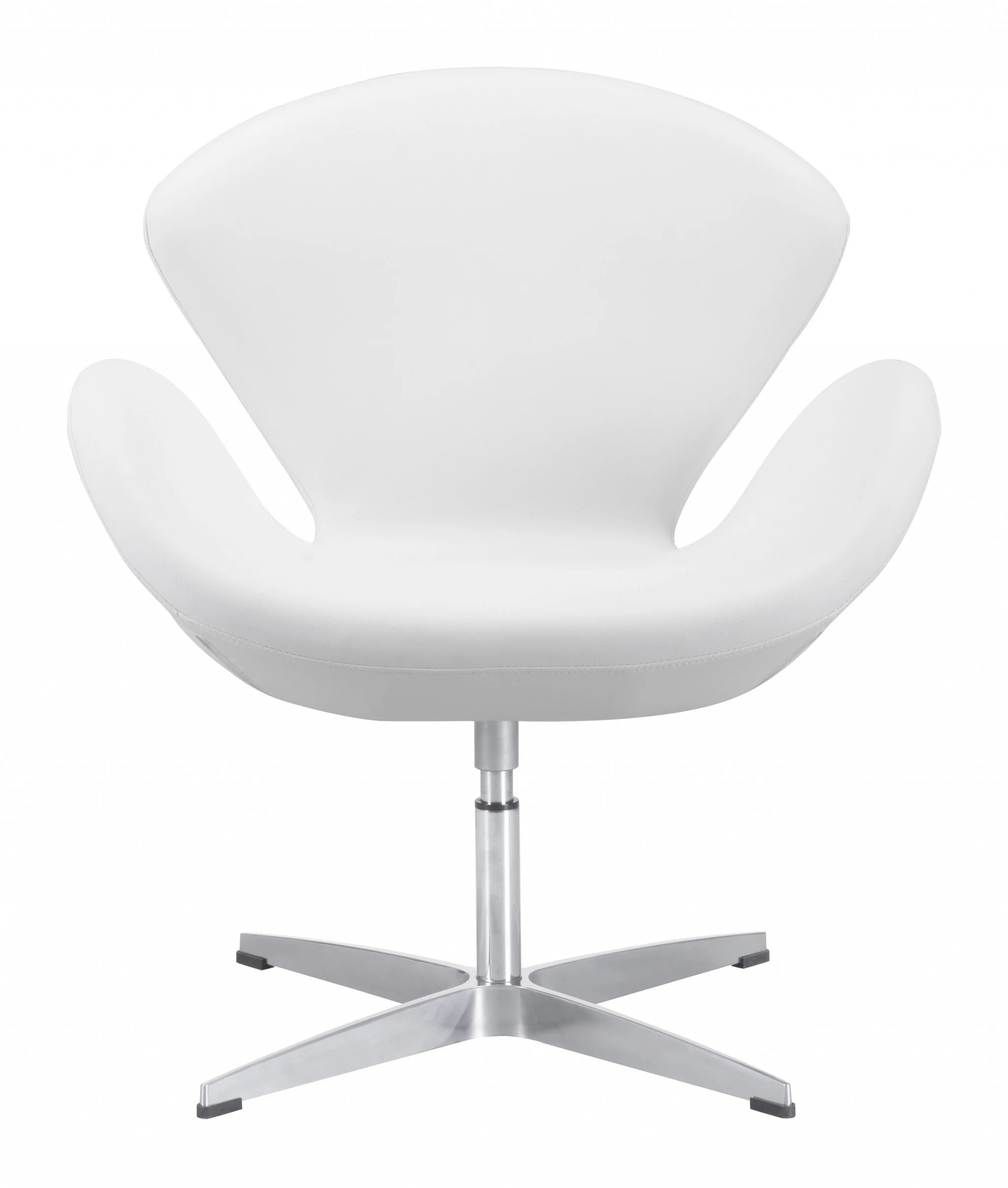 White Scoop Swivel Chair By Homeroots - Image 3