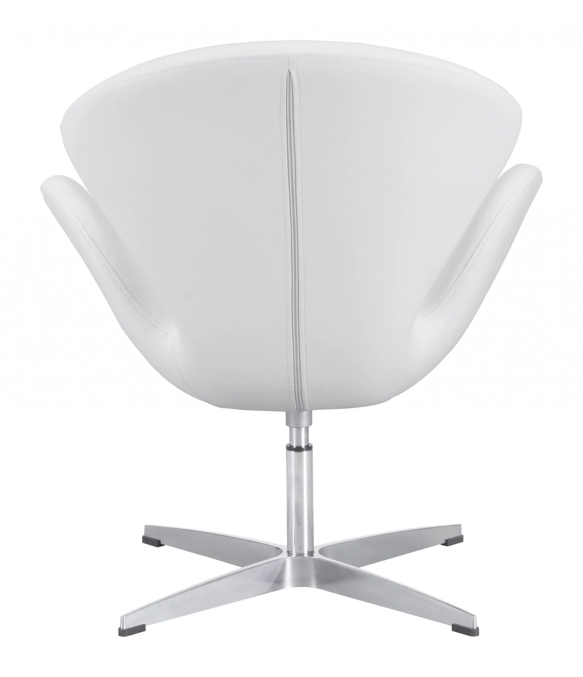 White Scoop Swivel Chair By Homeroots - Image 4