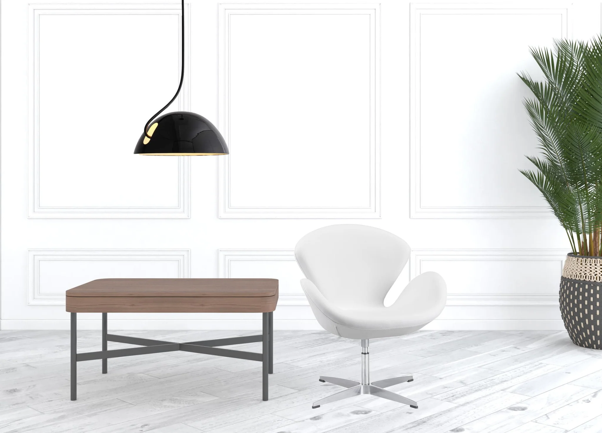 White Scoop Swivel Chair By Homeroots - Image 5