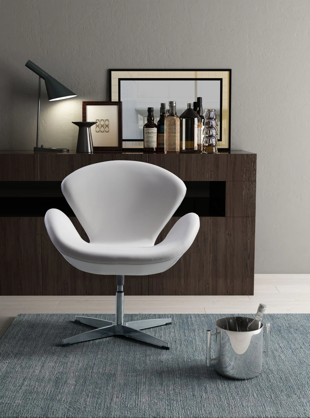 White Scoop Swivel Chair By Homeroots - Image 6