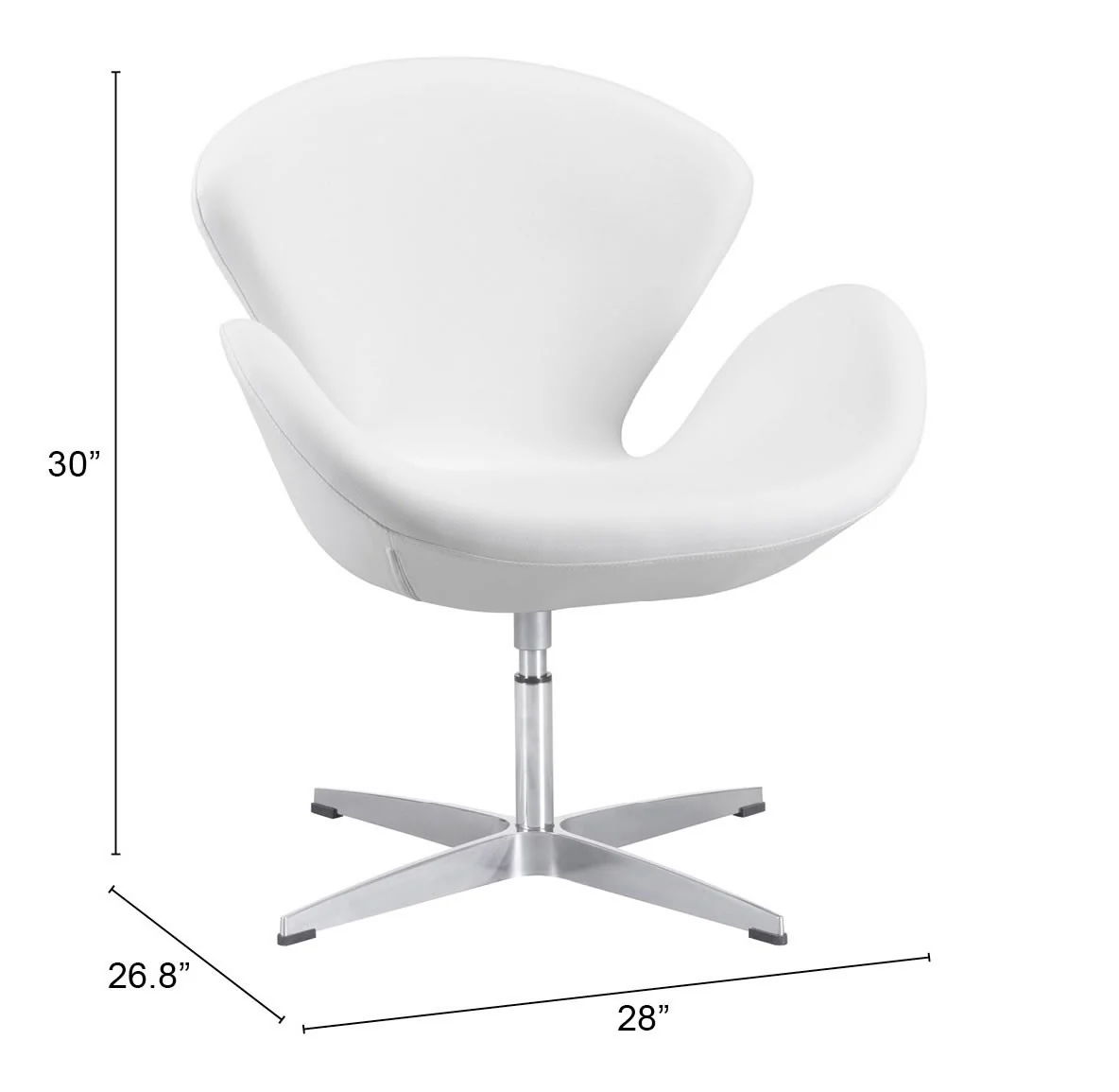 White Scoop Swivel Chair By Homeroots - Image 7