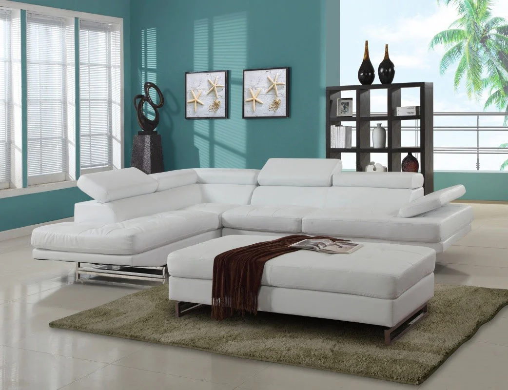 White Sectional LAF By Homeroots - Image 2