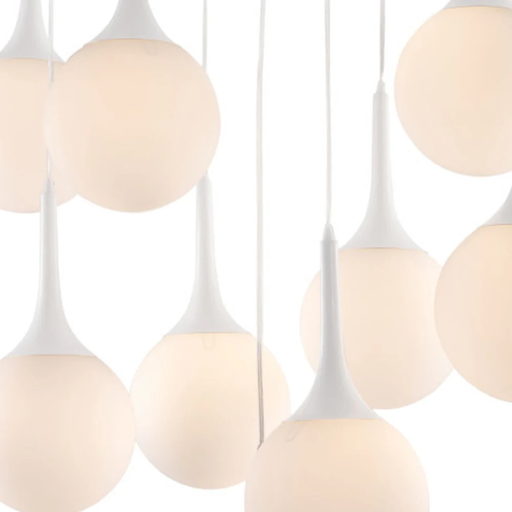 White Shaded Nine Light Metal Dimmable Ceiling Light By Homeroots - Image 2