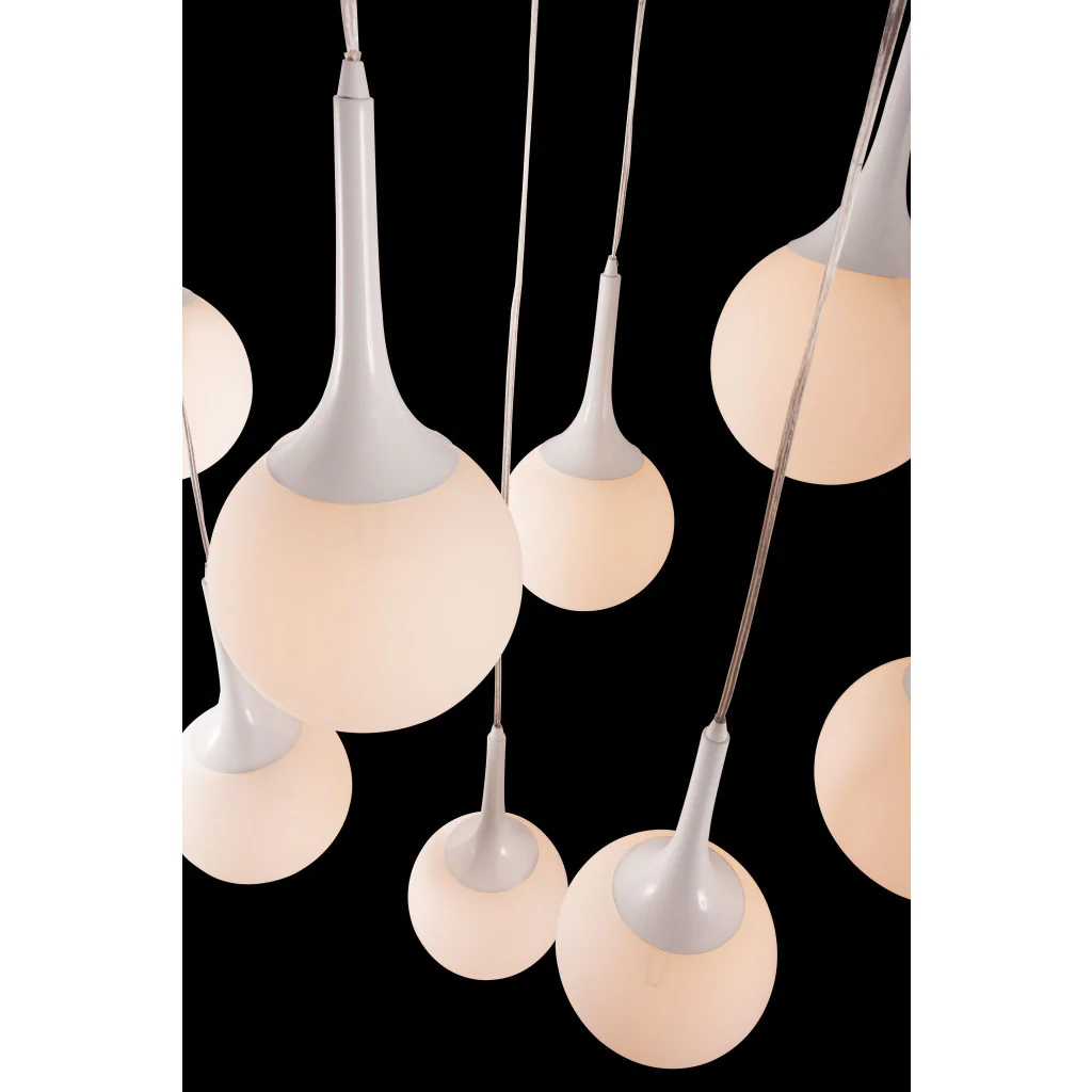 White Shaded Nine Light Metal Dimmable Ceiling Light By Homeroots - Image 5