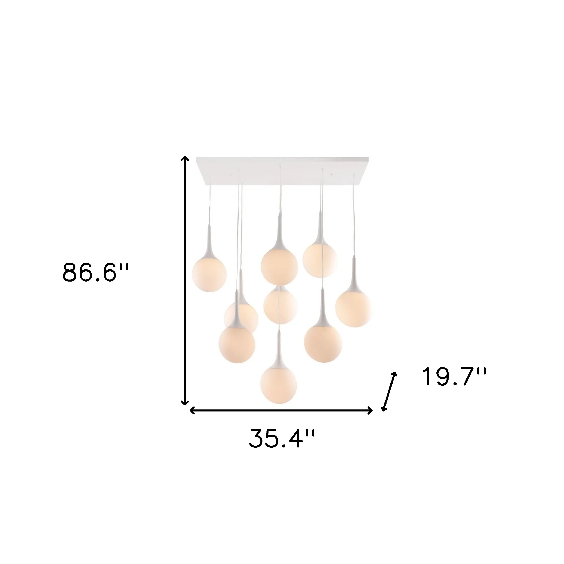 White Shaded Nine Light Metal Dimmable Ceiling Light By Homeroots - Image 7