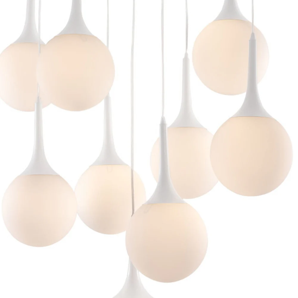 White Shaded Nine Light Metal Dimmable Ceiling Light By Homeroots - Image 8