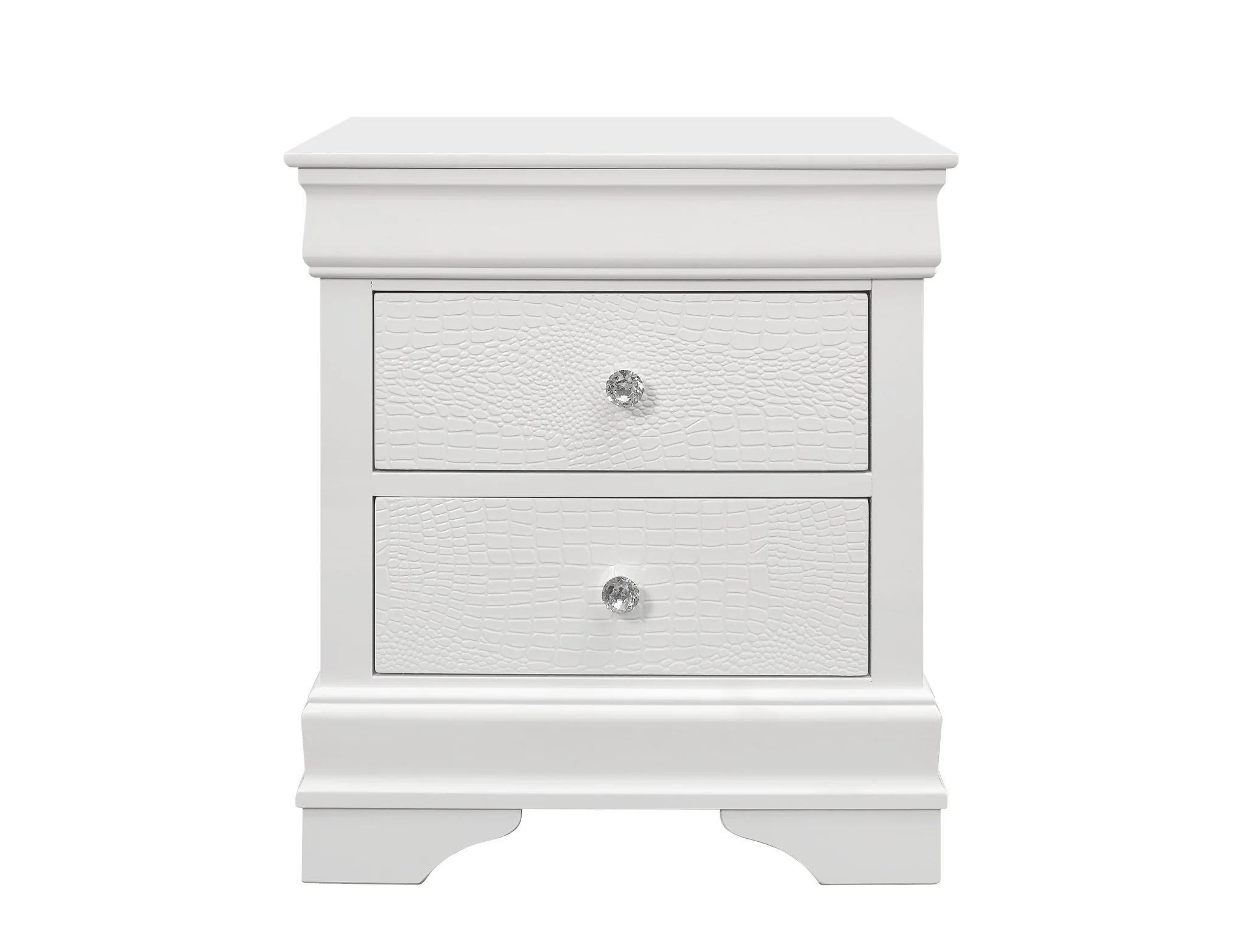 White Shagreen Two Drawer Solid Wood Nightstand By Homeroots - Image 2