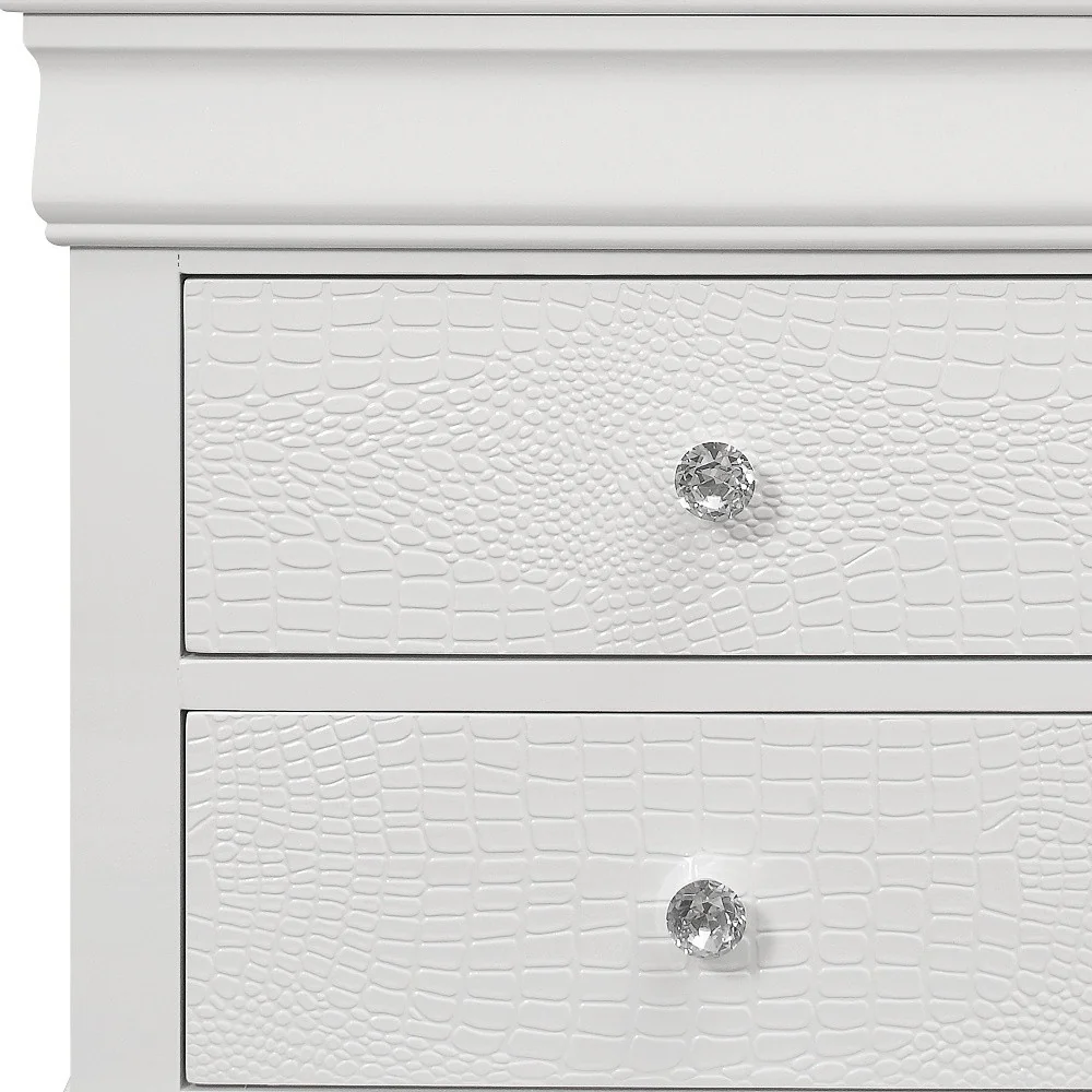 White Shagreen Two Drawer Solid Wood Nightstand By Homeroots - Image 3