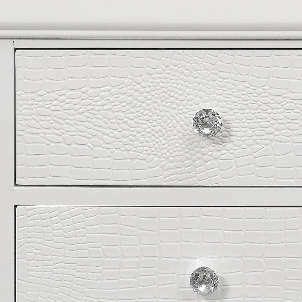 White Shagreen Two Drawer Solid Wood Nightstand By Homeroots - Image 4