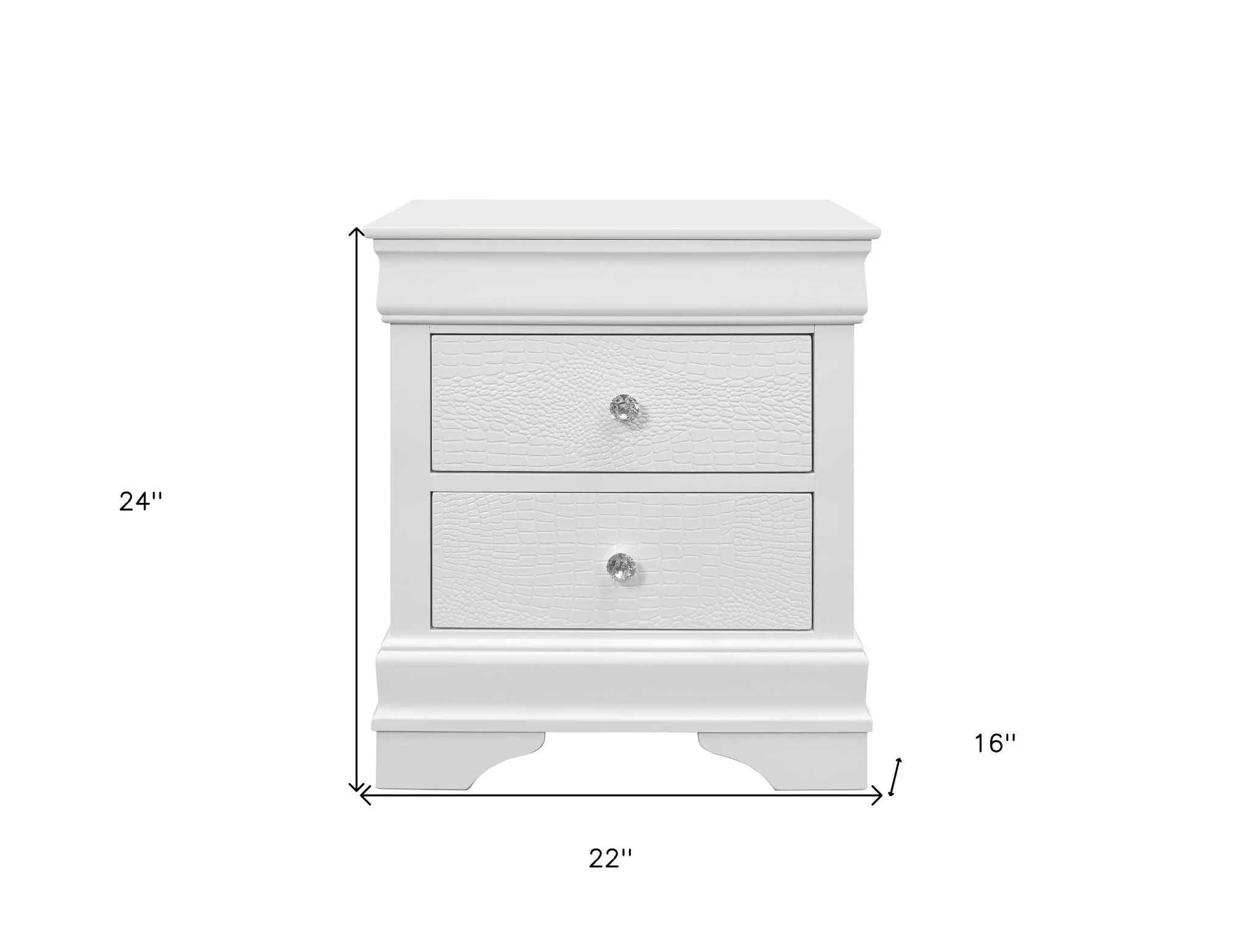 White Shagreen Two Drawer Solid Wood Nightstand By Homeroots - Image 5