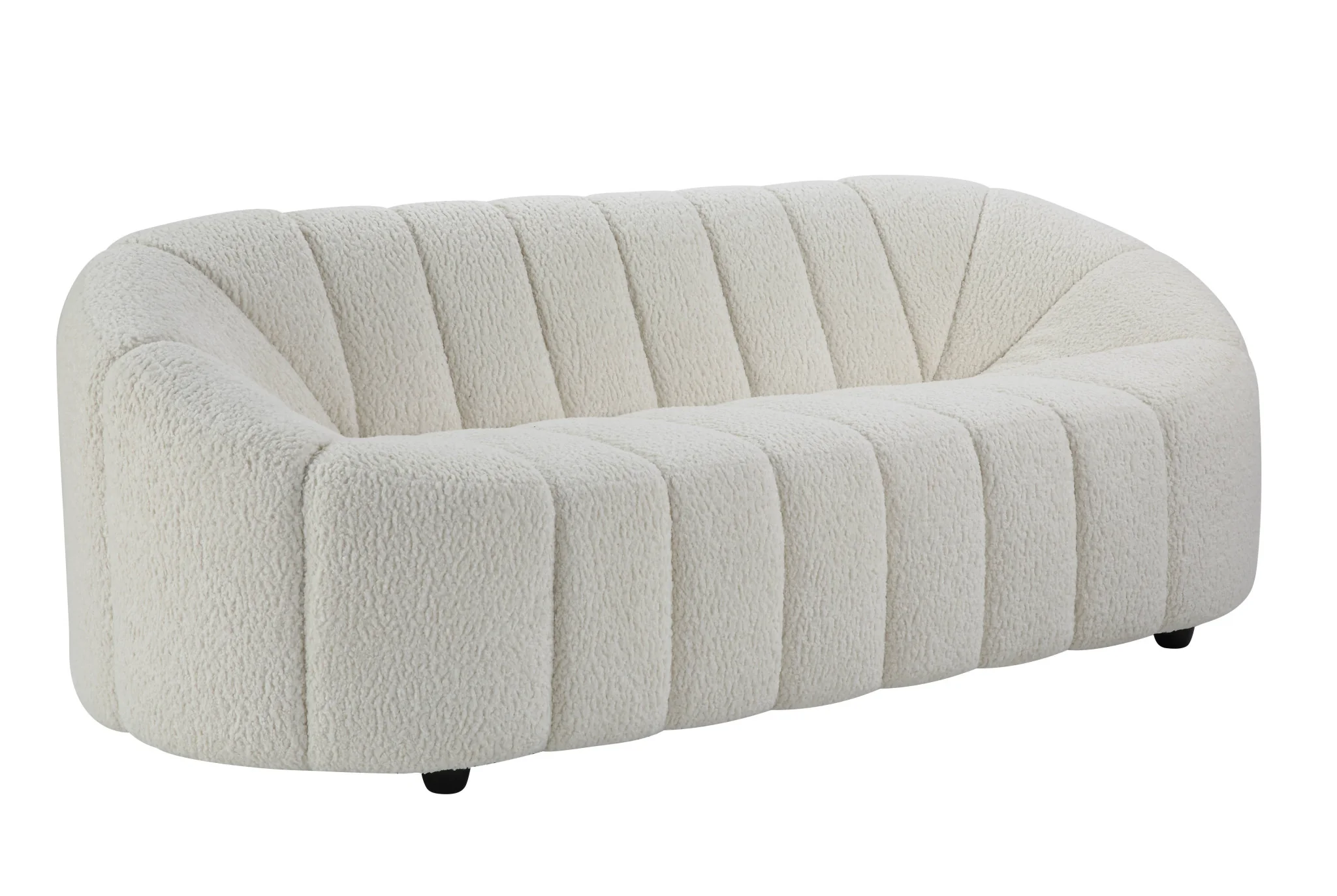White Sherpa Sofa With Black Legs By Homeroots - Image 2