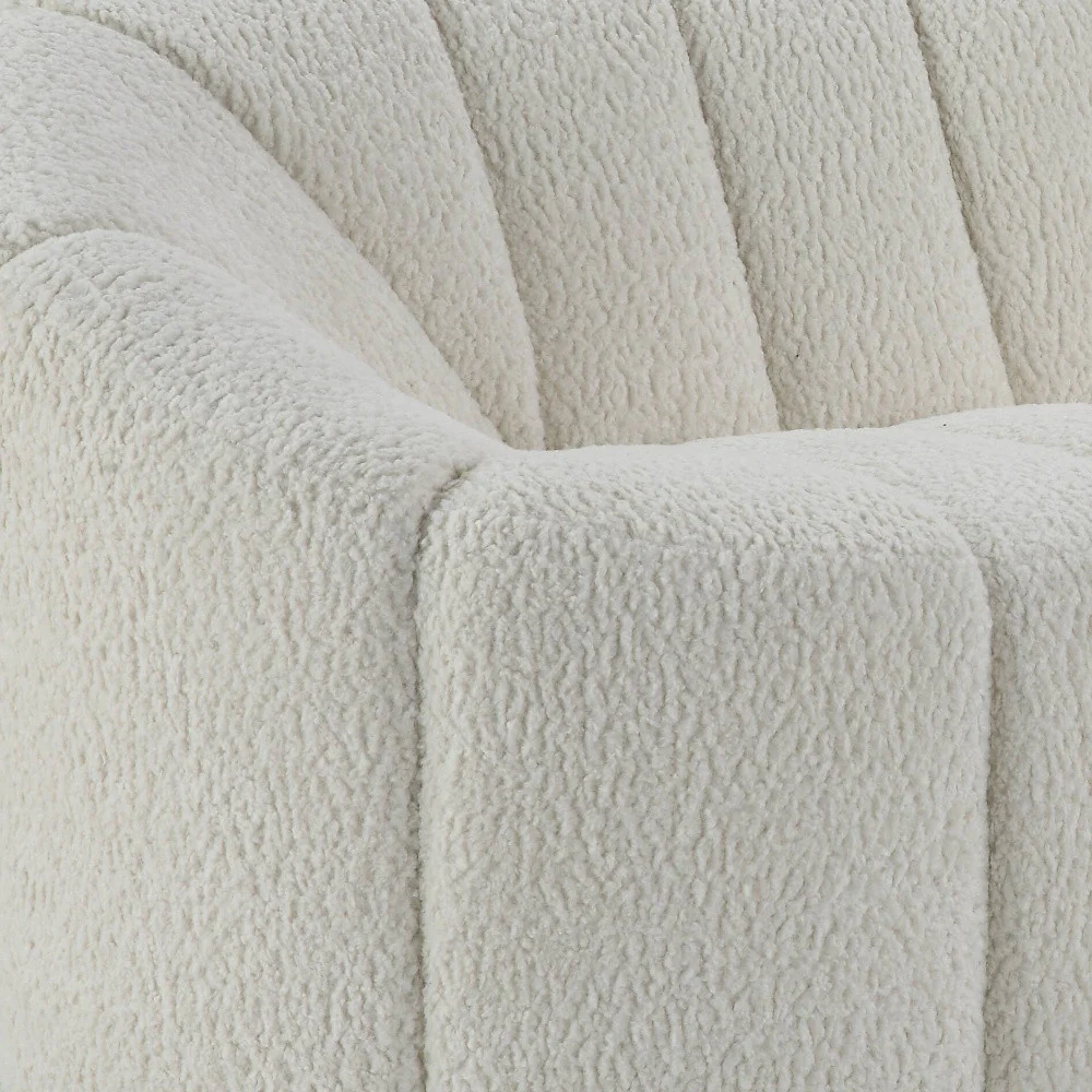 White Sherpa Sofa With Black Legs By Homeroots - Image 3